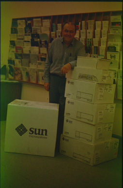Gareth Shearman with 
VTN's equipment - November 1992